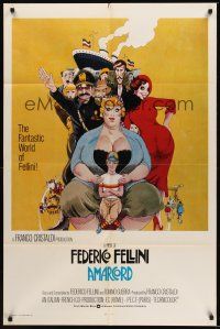 1a023 AMARCORD int'l 1sh '74 Federico Fellini classic comedy, Juliano Geleng artwork!