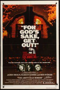 1a030 AMITYVILLE HORROR 1sh '79 great image of haunted house, for God's sake get out!