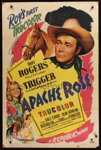 1a041 APACHE ROSE 1sh '47 Roy Rogers & Trigger, Dale Evans in singing western!