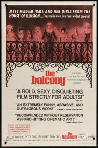1a052 BALCONY 1sh '63 Jean Genet's erotic world where men's strange desires are fulfilled!