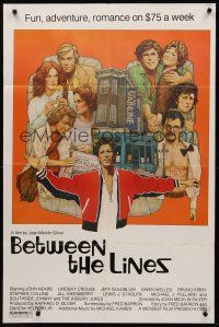 1a068 BETWEEN THE LINES 1sh '77 Richard Amsel artwork, John Heard, fun, adventure & romance!