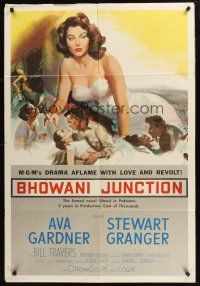 1a070 BHOWANI JUNCTION 1sh '55 sexy Eurasian beauty Ava Gardner in a flaming love story!