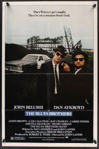 1a088 BLUES BROTHERS 1sh '80 John Belushi & Dan Aykroyd are on a mission from God!