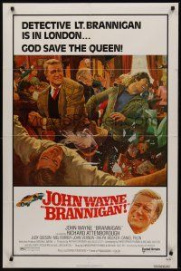 1a106 BRANNIGAN 1sh '75 Douglas Hickox, great art of fighting John Wayne in England!