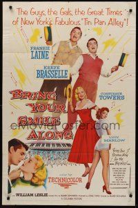 1a115 BRING YOUR SMILE ALONG 1sh '55 sexy Constance Towers & Lucy Marlow, first Blake Edwards!