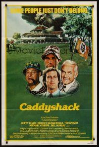 1a128 CADDYSHACK 1sh '80 Chevy Chase, Bill Murray, Rodney Dangerfield, golf classic!