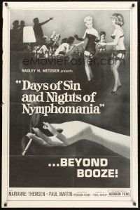 1a211 DAYS OF SIN & NIGHTS OF NYMPHOMANIA 1sh '65 Radley Metzger presents, sexy girls in lingerie!