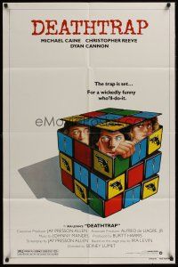 1a224 DEATHTRAP style B 1sh '82 art of Chris Reeve, Michael Caine & Dyan Cannon in Rubik's Cube!