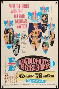 1a256 DR. GOLDFOOT & THE GIRL BOMBS 1sh '66 Mario Bava, Vincent Price & sexy half-dressed babes!