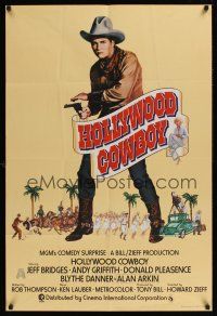 1a409 HEARTS OF THE WEST English 1sh '75 art of Hollywood cowboy Jeff Bridges by Richard Hess!