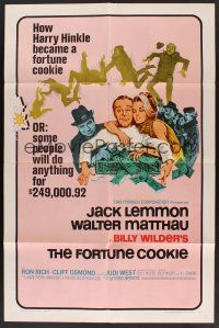 1a324 FORTUNE COOKIE style B 1sh '66 wacky art of Jack Lemmon & Walter Matthau, Billy Wilder!
