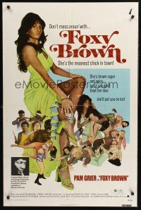 1a330 FOXY BROWN 1sh '74 don't mess w/Pam Grier, meanest chick in town, she'll put you on ice!