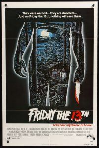 1a333 FRIDAY THE 13th 1sh '80 great Alex Ebel art, slasher horror classic, 24 hours of terror!