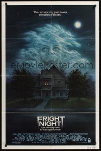 1a336 FRIGHT NIGHT int'l 1sh '85 Roddy McDowall, there are good reasons to be afraid of the dark!