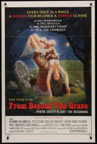 1a340 FROM BEYOND THE GRAVE 1sh '75 art of huge hand grabbing sexy near-naked girl from grave!
