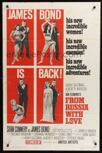 1a343 FROM RUSSIA WITH LOVE style B 1sh '64 Sean Connery is Ian Fleming's James Bond 007!