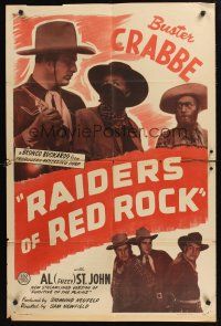 1a345 FUGITIVE OF THE PLAINS 1sh R47 Buster Crabbe & Fuzzy St. John, Raiders of Red Rock!