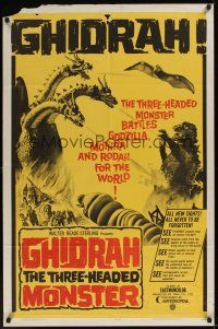 1a352 GHIDRAH THE THREE HEADED MONSTER 1sh '64 Toho, he battles Godzilla, Mothra, and Rodan!