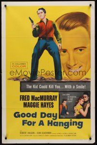 1a372 GOOD DAY FOR A HANGING 1sh '59 Fred MacMurray, Robert Vaughn, kill you with a smile!