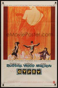1a394 GYPSY 1sh '62 wonderful artwork of Rosalind Russell & sexiest Natalie Wood!