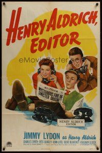 1a420 HENRY ALDRICH, EDITOR style A 1sh '42 great artwork of newspaper chief Jimmy Lydon!