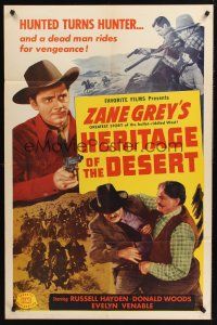 1a423 HERITAGE OF THE DESERT 1sh R50 Zane Grey, Donald Woods, Evelyn Venable, Russell Hayden