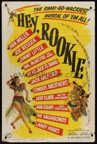 1a426 HEY ROOKIE 1sh '43 Ann Miller, Joe Besser, Jimmy Little, khaki-go-wackiest musical!