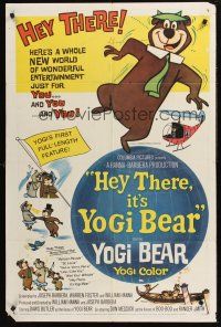 1a427 HEY THERE IT'S YOGI BEAR 1sh '64 Hanna-Barbera, Yogi's first full-length feature!