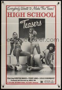 1a433 HIGH SCHOOL TEASERS 1sh '81 sexy cheerleaders in football pads!
