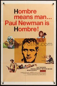 1a442 HOMBRE 1sh '66 Paul Newman, Fredric March, directed by Martin Ritt, it means man!