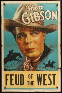 1a448 HOOT GIBSON 1sh '30s great art of silent & early talkies cowboy western star!
