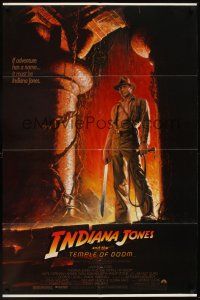 1a494 INDIANA JONES & THE TEMPLE OF DOOM 1sh '84 full-length art of Harrison Ford by Bruce Wolfe!