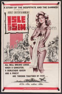 1a512 ISLE OF SIN 1sh '62 half-clad sexy castaway, the desperate and the damned!