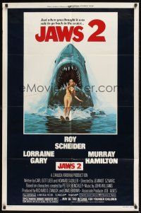 1a518 JAWS 2 1sh '78 just when you thought it was safe to go back in the water, art by Lou Feck!