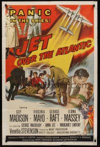 1a520 JET OVER THE ATLANTIC 1sh '59 Guy Madison, Virginia Mayo, George Raft, panic in the skies!