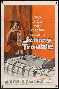 1a525 JOHNNY TROUBLE 1sh '57 wherever there was girl trouble, there was Ethel Barrymore!