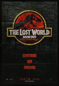 1a533 JURASSIC PARK 2 int'l teaser DS 1sh '96 The Lost World, something has survived!
