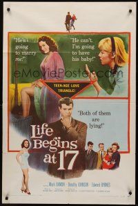 1a561 LIFE BEGINS AT 17 1sh '58 teenage boy has one girl pregnant and one wanting to marry him!