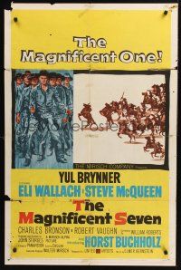 1a589 MAGNIFICENT SEVEN 1sh '60 Yul Brynner, Steve McQueen, John Sturges' 7 Samurai western!
