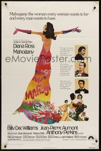 1a591 MAHOGANY 1sh '75 cool art of Diana Ross, Billy Dee Williams, Anthony Perkins, Aumont!