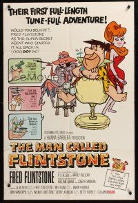 1a595 MAN CALLED FLINTSTONE 1sh '66 Hanna-Barbera, Fred, Barney, Wilma & Betty, spy spoof!