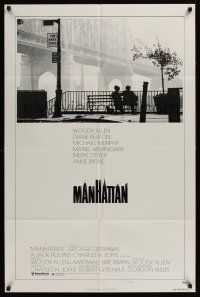 1a601 MANHATTAN style B 1sh '79 classic image of Woody Allen & Diane Keaton by bridge!