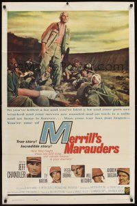 1a612 MERRILL'S MARAUDERS 1sh '62 Samuel Fuller, Jeff Chandler, true story from WWII!