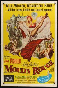 1a632 MOULIN ROUGE int'l 1sh '52 Jose Ferrer as Toulouse-Lautrec, art of sexy French dancer kicking leg!