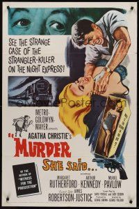 1a636 MURDER SHE SAID 1sh '61 detective Margaret Rutherford follows a strangler, Agatha Christie