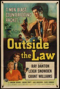 1a682 OUTSIDE THE LAW 1sh '56 Treasury T-Man Ray Danton, who blasts a counterfeiting racket!