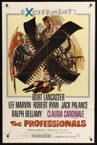 1a713 PROFESSIONALS 1sh '66 art of Burt Lancaster, Lee Marvin & sexy Claudia Cardinale!