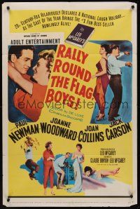 1a727 RALLY ROUND THE FLAG BOYS 1sh '59 Paul Newman loves Joanne Woodward!