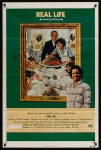 1a730 REAL LIFE 1sh '79 Albert Brooks, wacky spoof of Norman Rockwell painting!