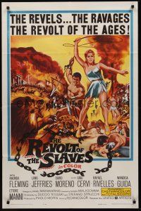 1a743 REVOLT OF THE SLAVES 1sh '61 artwork of sexy Rhonda Fleming with whip!